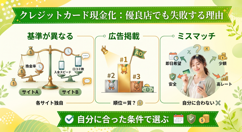 クレジットカード現金化で優良店でも失敗しやすい理由